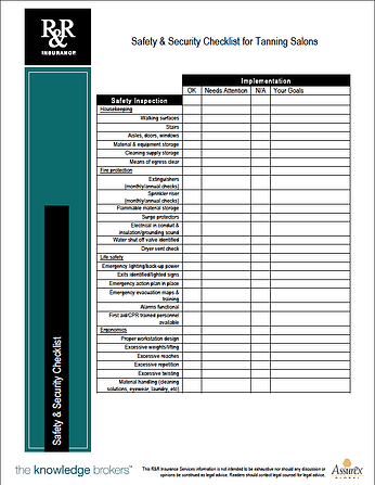 Tanning Salon Risk Checklist