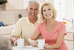 elderly couple in kitchen