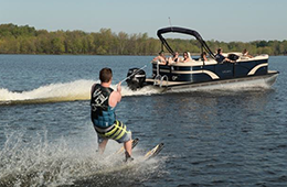 Boating with skier