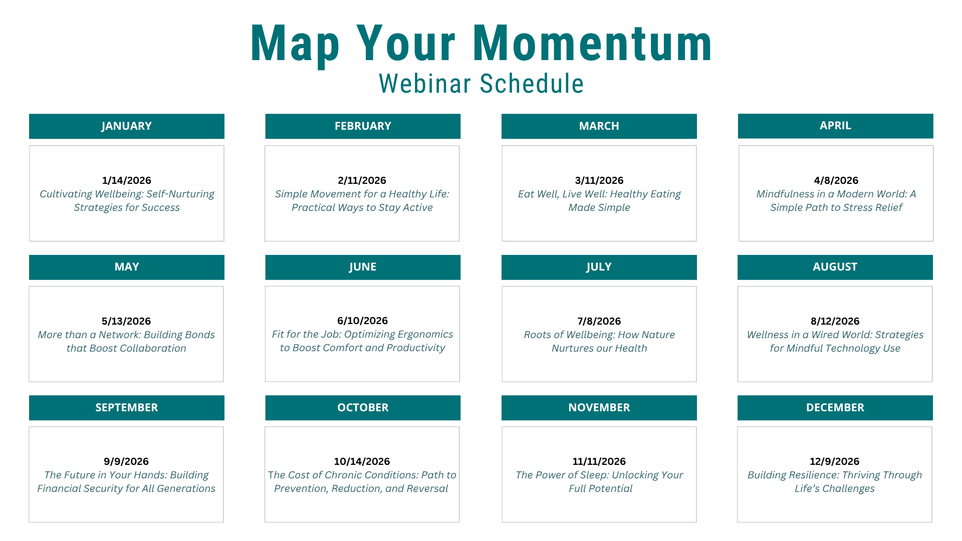 Map Your Momentum - Webinar Schedule